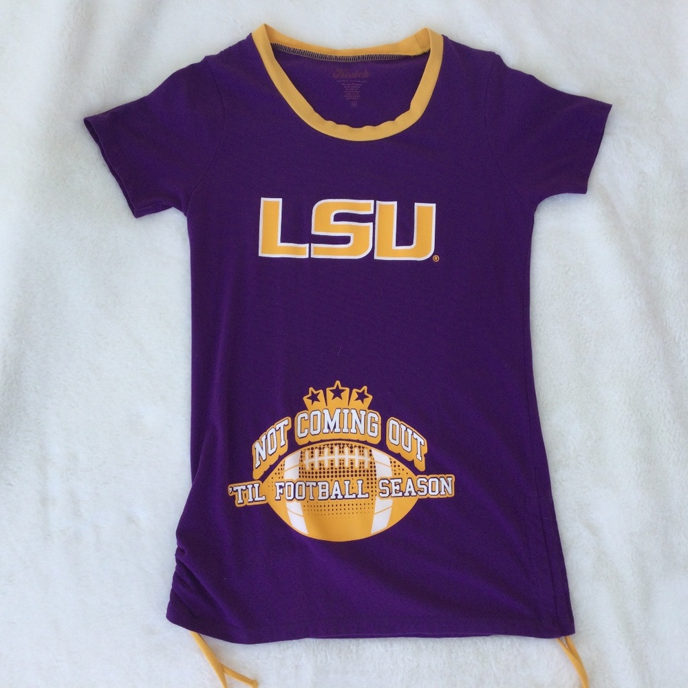 Klutch LSU Maternity Shirt, size M, Not Coming Out Until Football Season